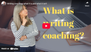 A professional coach guiding writers through roadblocks, with text overlay “What if it’s coaching?”