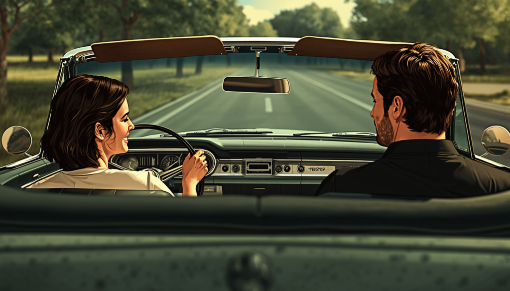 Illustration suggesting Lisa & Vinnie scene.